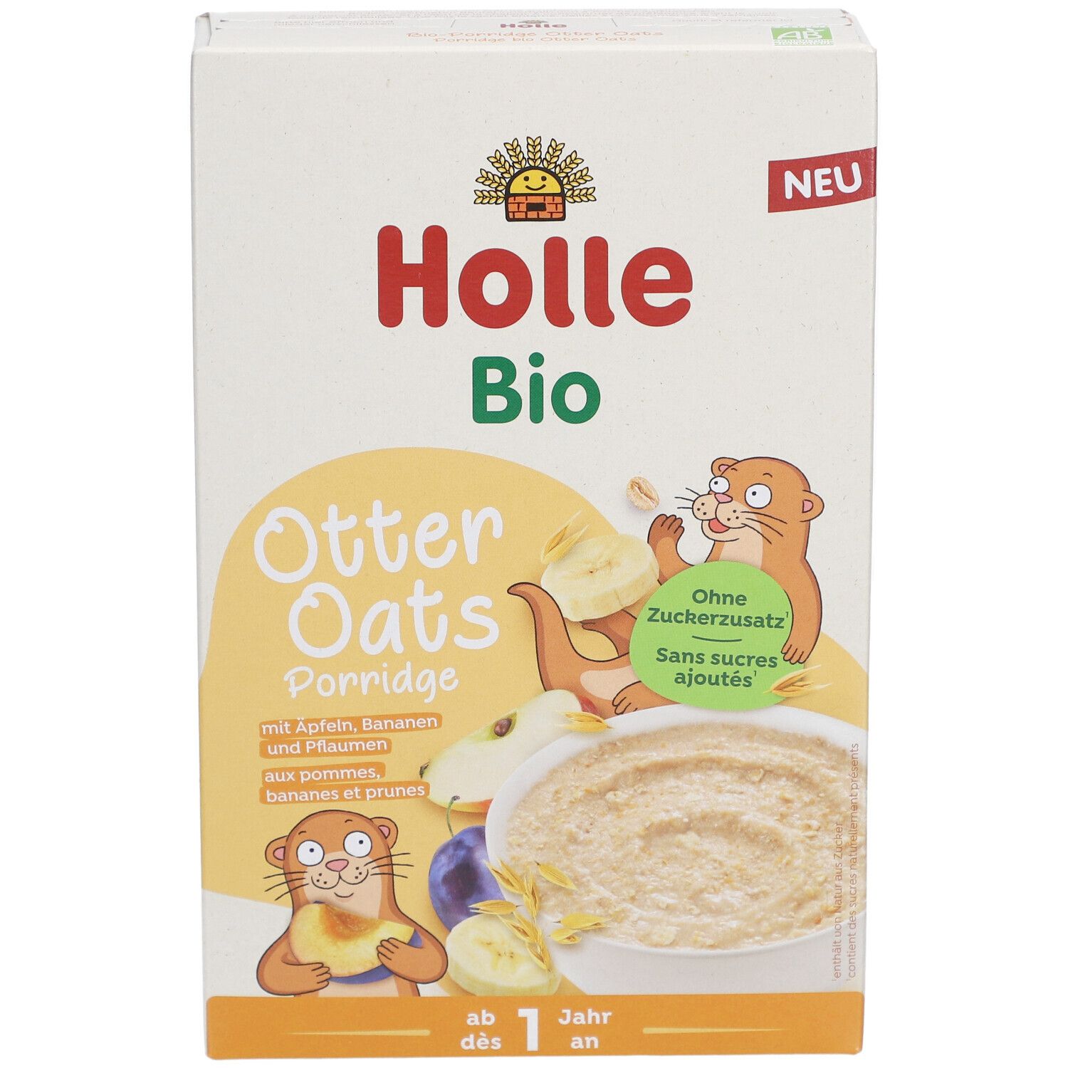 Holle Bio Otter Oats Porridge d'avoine - Avec épeautre, pomme, banane & pruneau