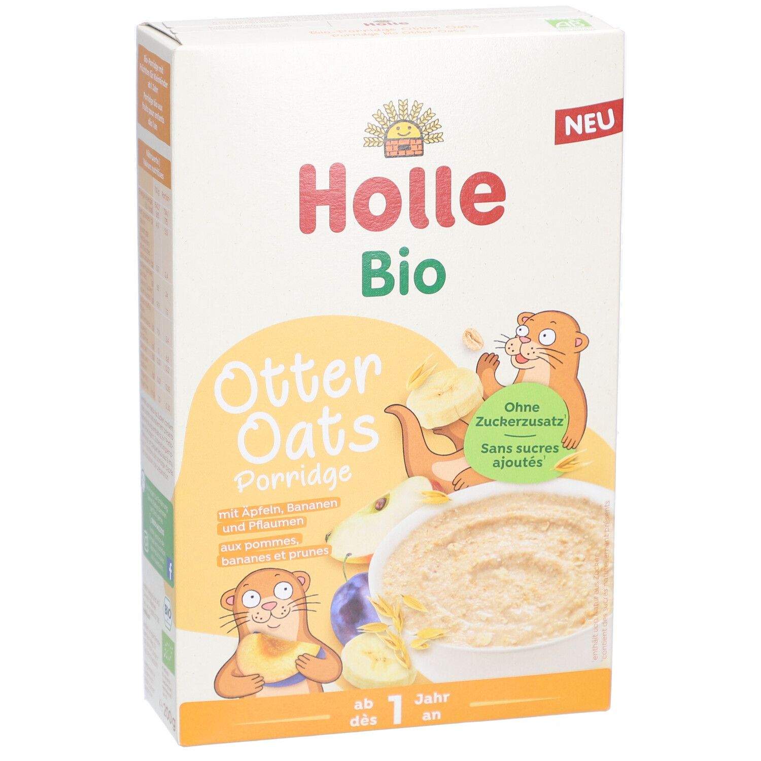 Holle Bio Otter Oats Porridge d'avoine - Avec épeautre, pomme, banane & pruneau