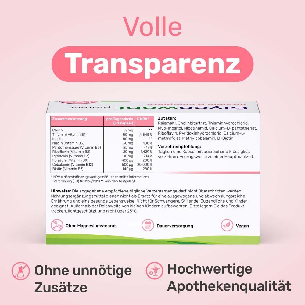 Dos de l'emballage. Ingrédients, informations nutritionnelles. Sans additifs inutiles. Qualité pharmaceutique. Végétalien.