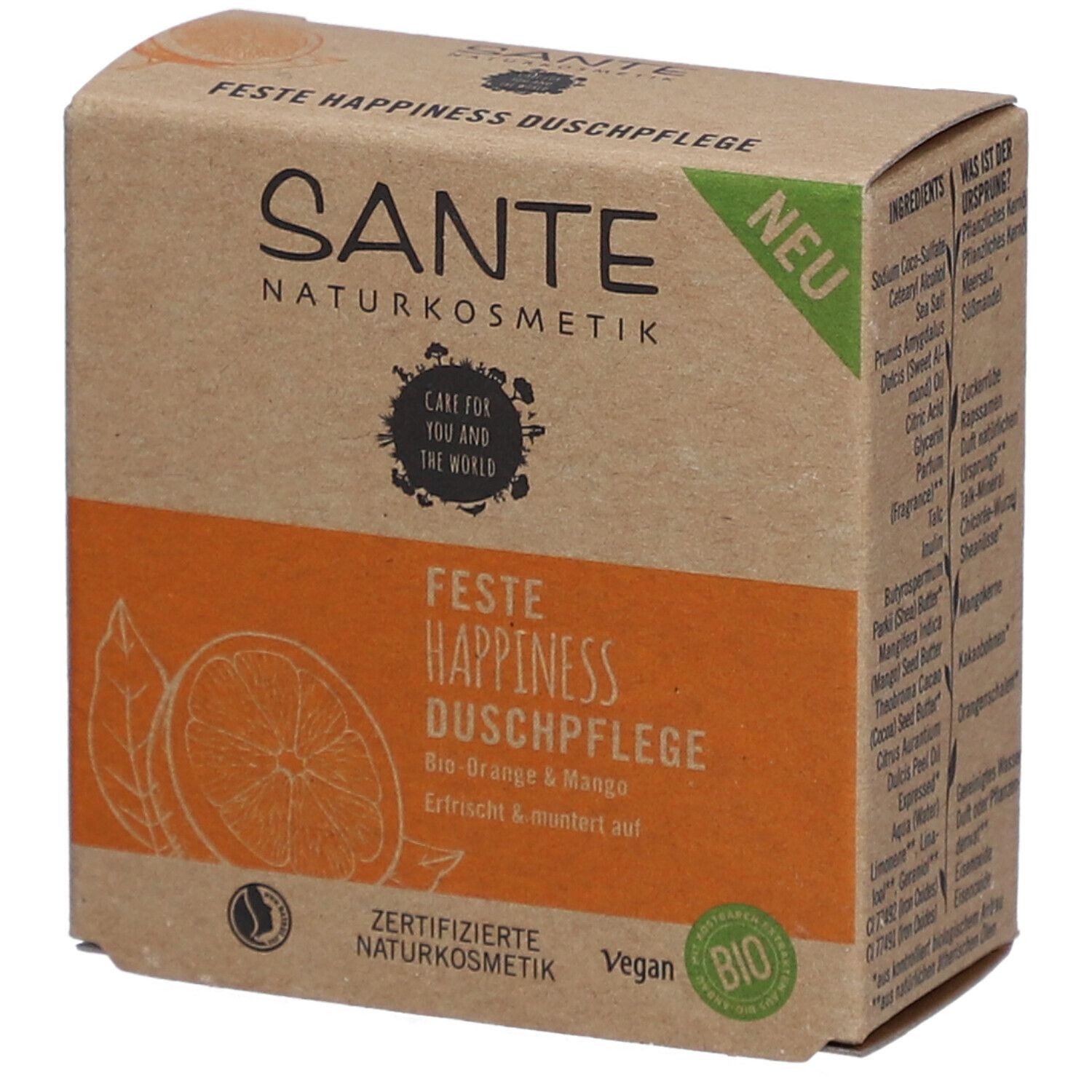 SANTE HAPPINESS Soin douche solide Orange bio & Mangue