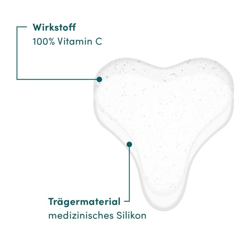 Nahaufnahme Dekolleté Pad. Medizinische Silikon, 100% Vitamin C. Pad in Herzform.