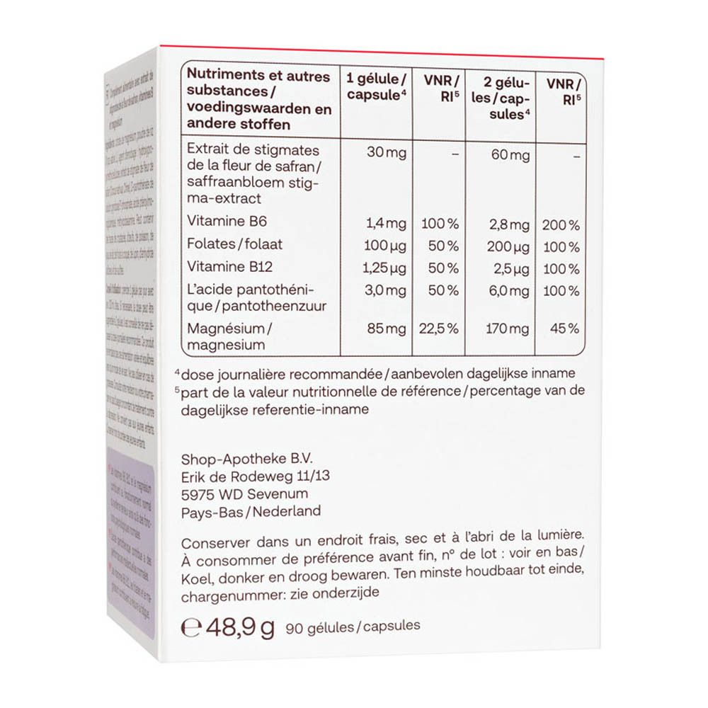 Boîte de comprimés Redcare Vita. Ingrédients et posologie. Contient 90 gélules.