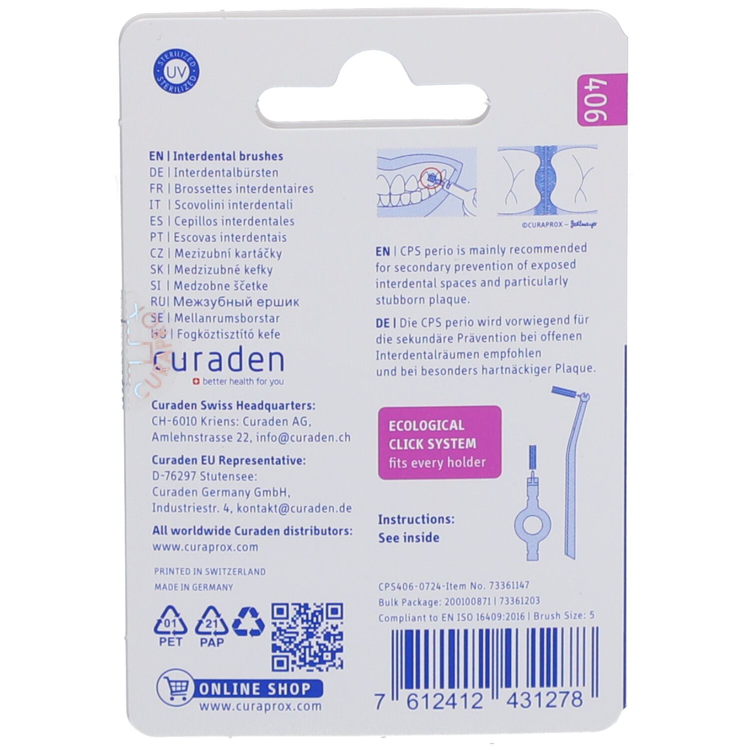 CURAPROX CPS 406 Perio Refill - Brossettes interdentaires