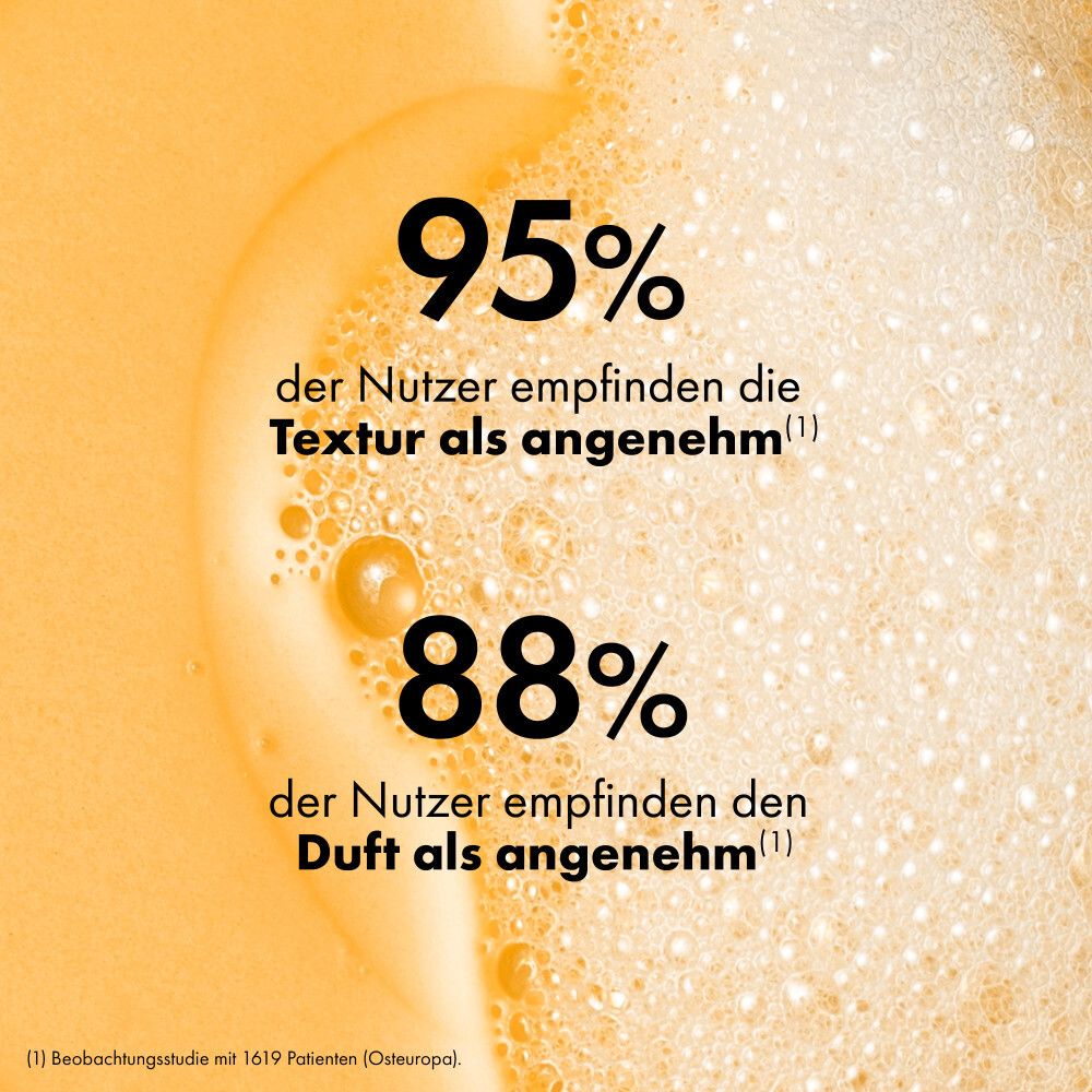 Prozentsatz-Angaben: 95% empfinden Textur als angenehm, 88% empfinden Duft als angenehm.