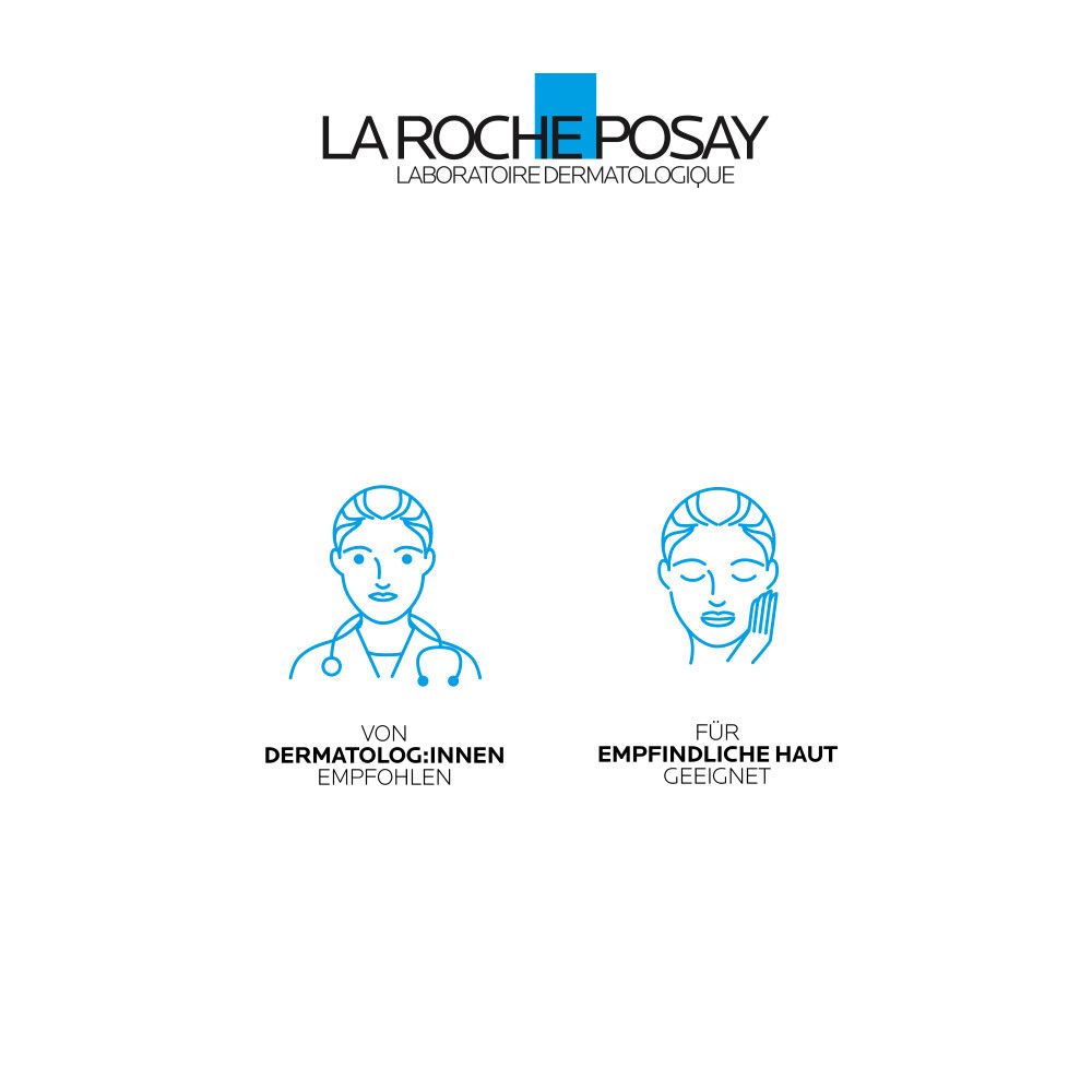 La Roche-Posay Logo. Empfohlen von Dermatologen. Für empfindliche Haut geeignet.