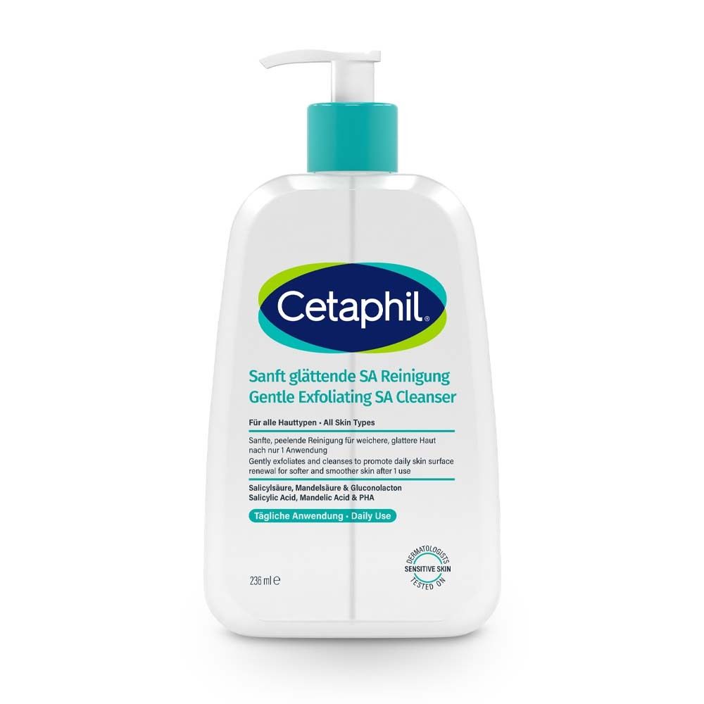 Cetaphil Sanft glättende SA Reinigung mit Pumpspender. Für alle Hauttypen.