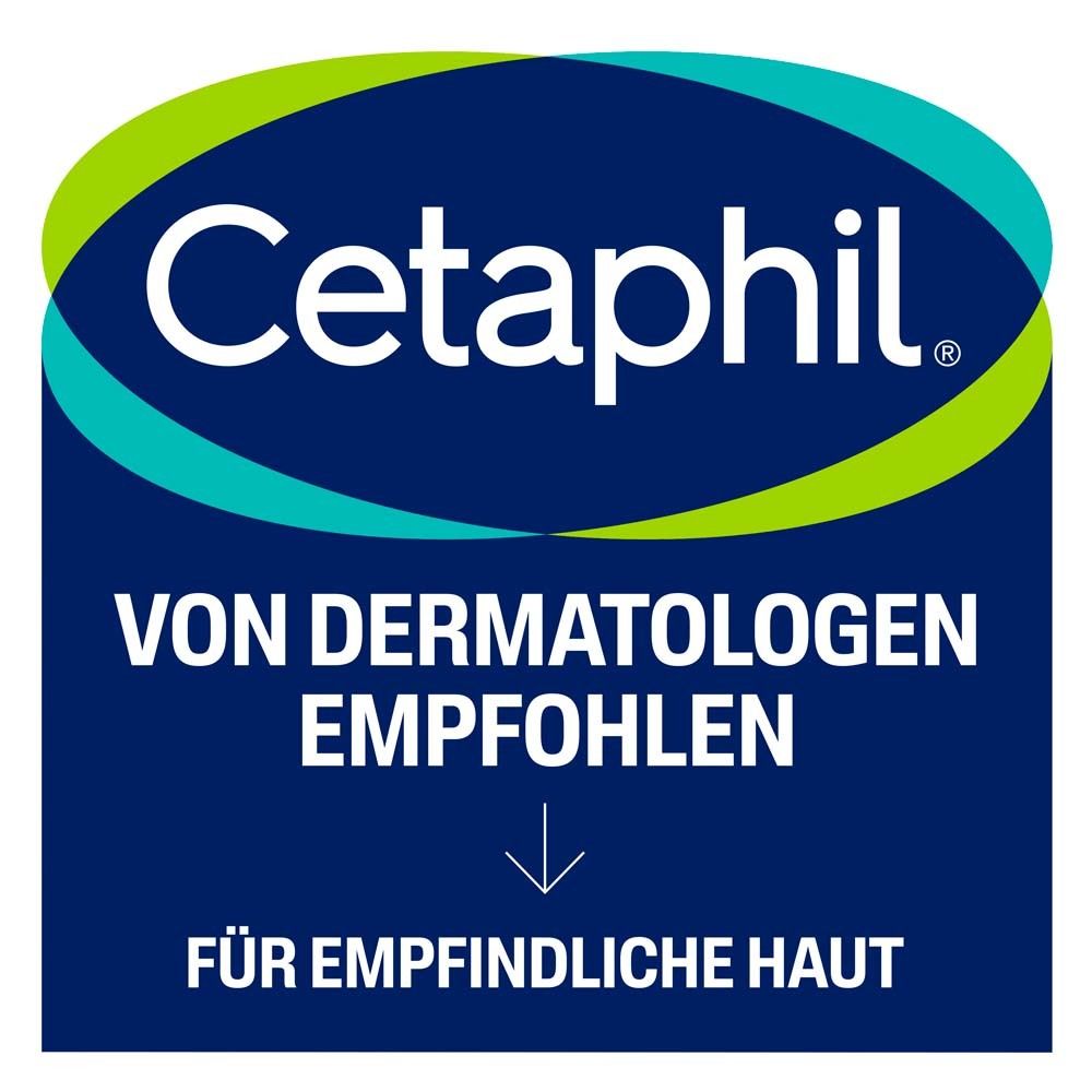 Cetaphil Logo: Von Dermatologen empfohlen für empfindliche Haut.