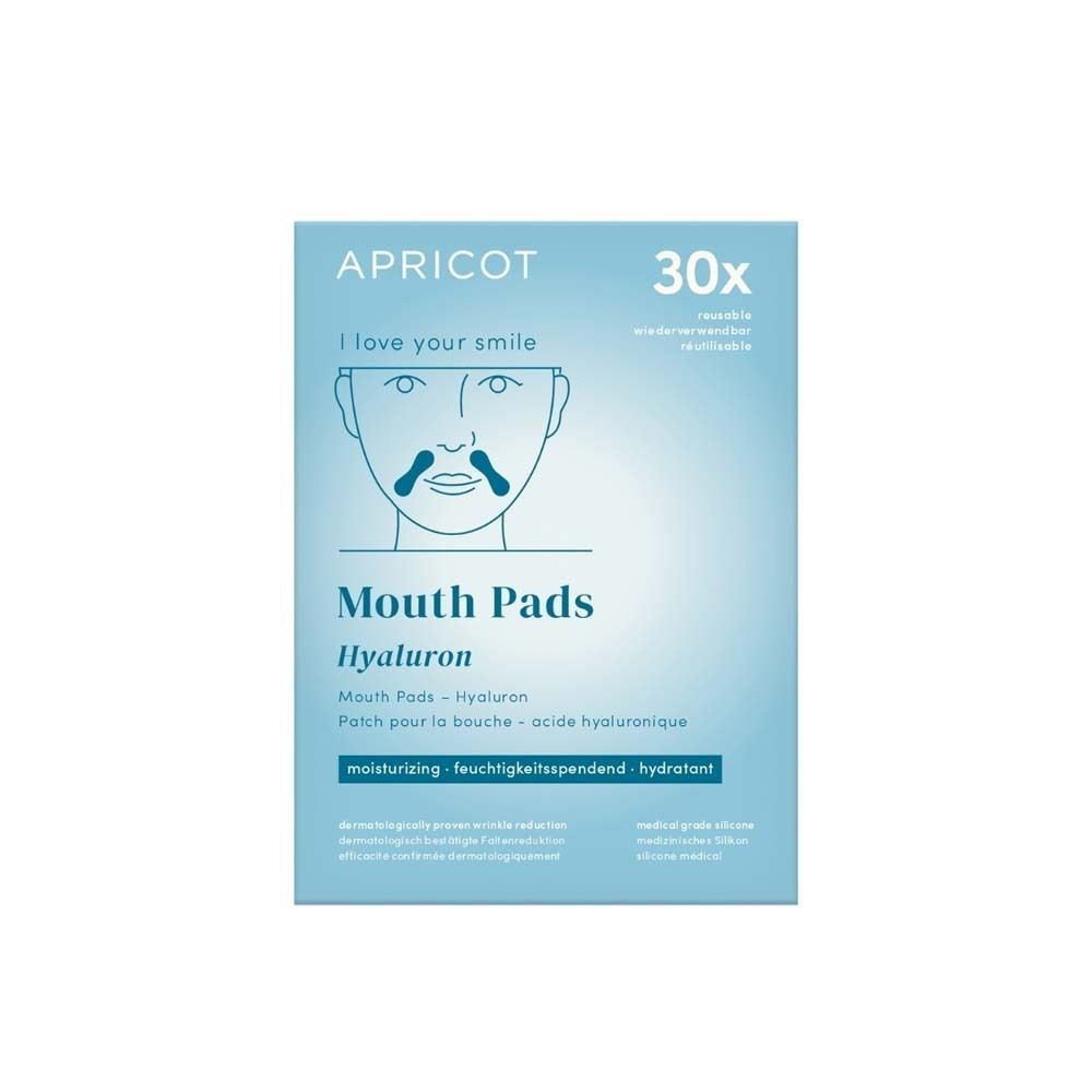 Emballage de Mouth Pads APRICOT, 30 pièces. Inscription : Mouth Pads Hyaluron.