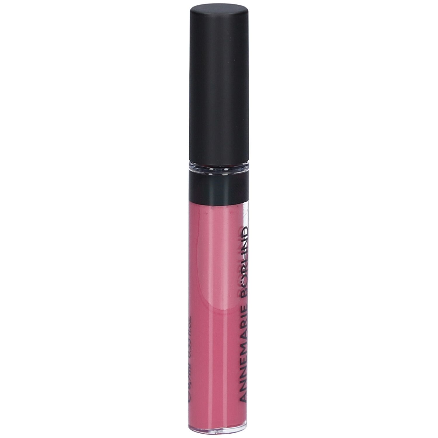 Lippgloss mit schwarzem Deckel. Farbe: Snuggle Berry. Aufschrift: ANNEMARIE BÖRLIND NATURAL VOLUME LIP GLOSS.