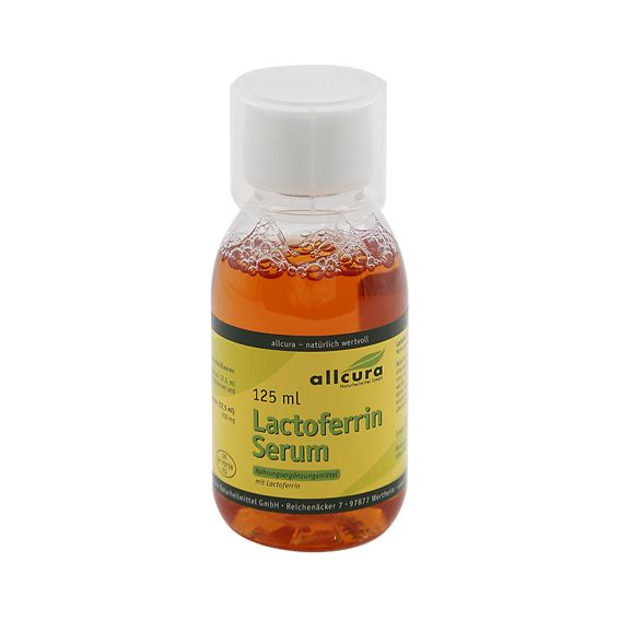 Sérum clair dans une bouteille transparente avec un bouchon blanc. Étiquette jaune avec informations sur le produit.