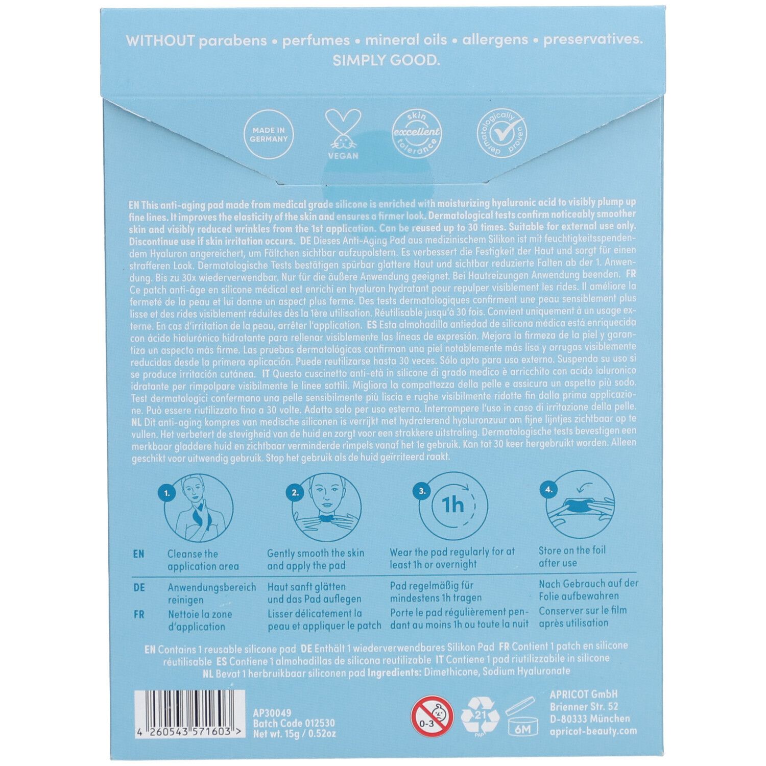 APRICOT Anti-Aging Hals-Pad mit Hyaluron