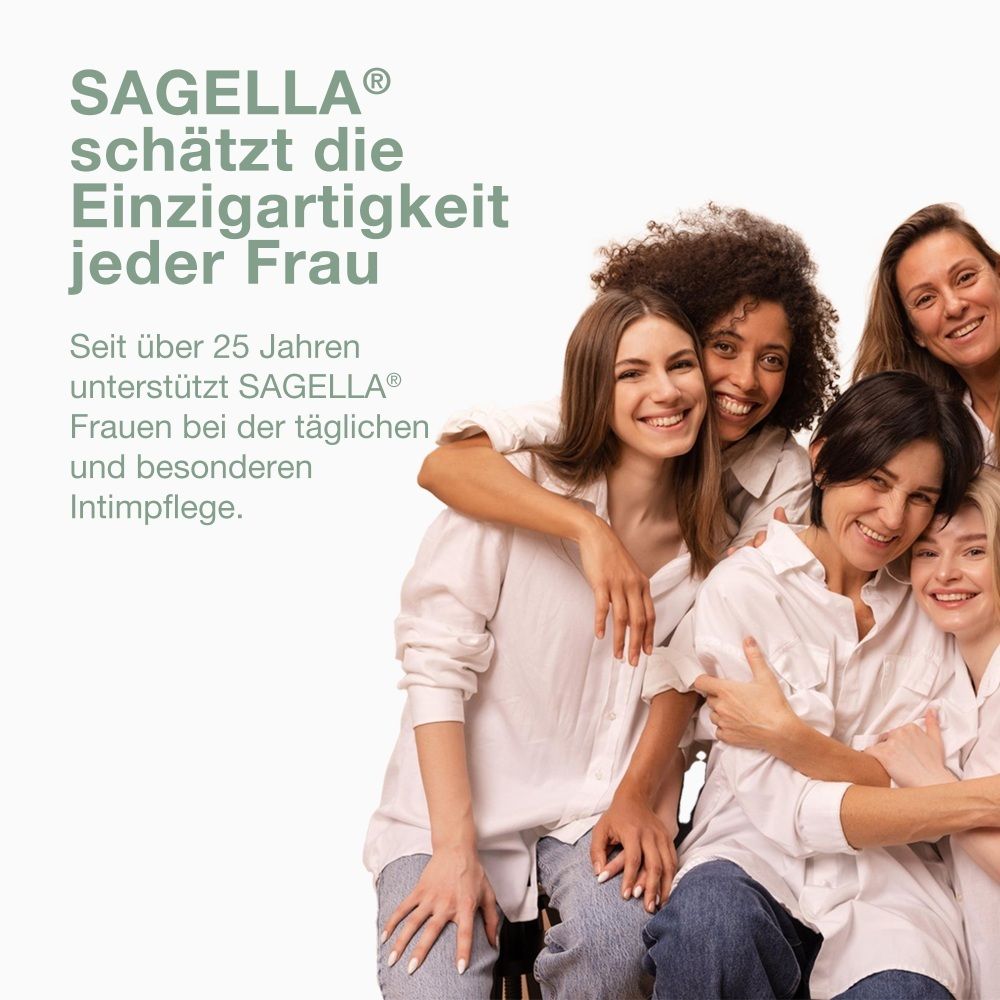 Groupe de femmes souriantes, SAGELLA® soutient les soins intimes depuis 25 ans.
