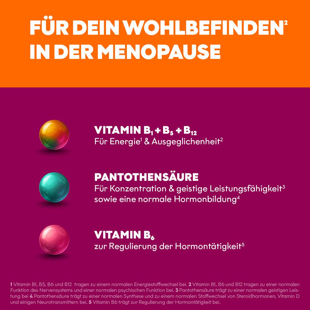 Vitamines B1, B6, B12 et acide pantothénique pour l'énergie et la concentration.