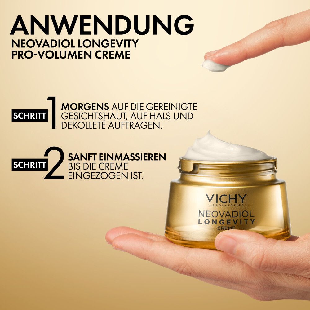 Creme im Tiegel. Text: Edle Textur, die bei Hautkontakt schmilzt.