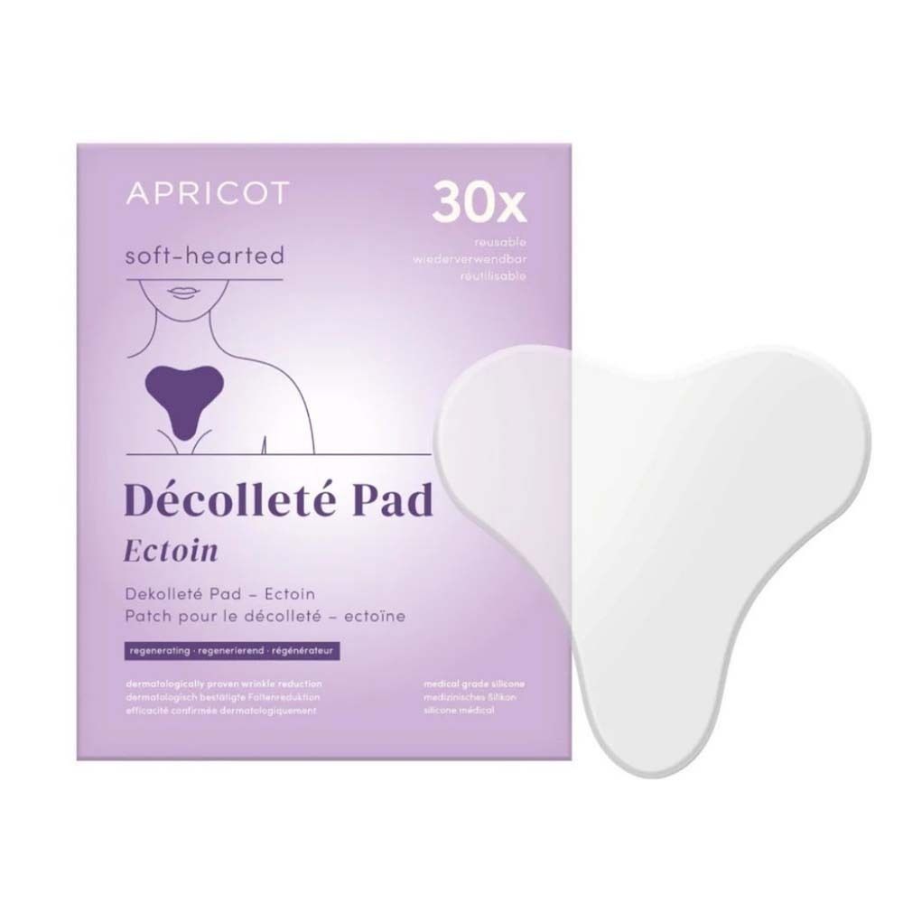 Emballage APRICOT Décolleté Pad, 30x, Ectoin. Pad blanc en forme de cœur à côté.
