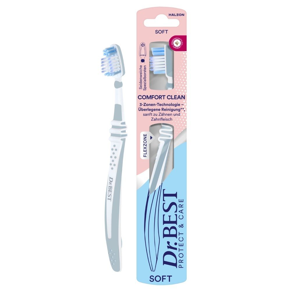 Dr. Best Comfort Clean Zahnbürste, Soft, mit Flexzone und 3-Zonen-Technologie.