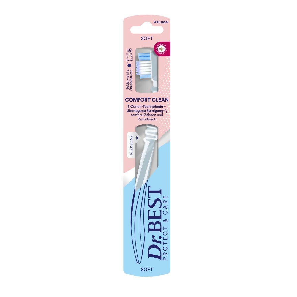 Dr.BEST PROTECT & CARE Zahnbürste, Soft, mit Flexzone für schonende Reinigung von Zähnen und Zahnfleisch.
