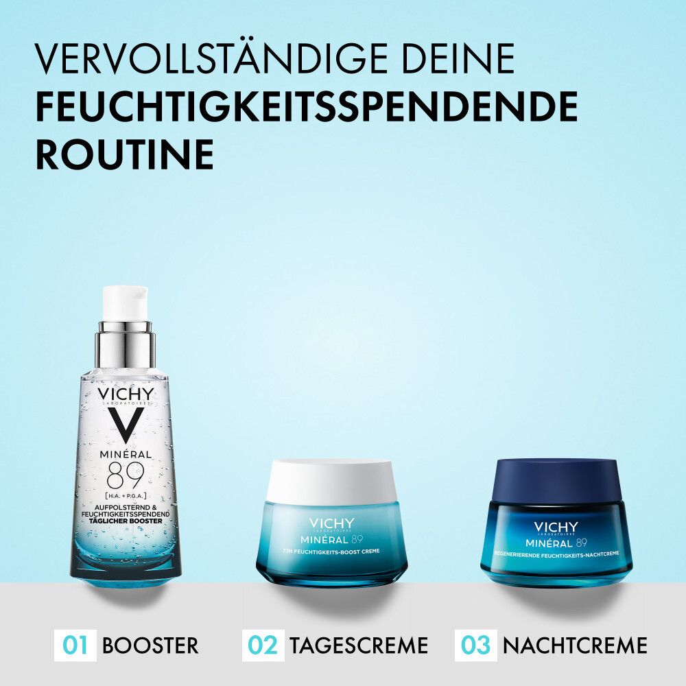 Pochette de recharge Vichy Mineral 89 : Booster à l'acide hyaluronique et à l'acide polyglutamique.