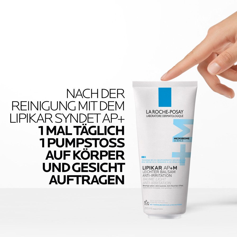 Tube La Roche-Posay Lipikar Leichter Balsam AP+M. Utilisation : Appliquer 1 fois par jour sur le corps et le visage.