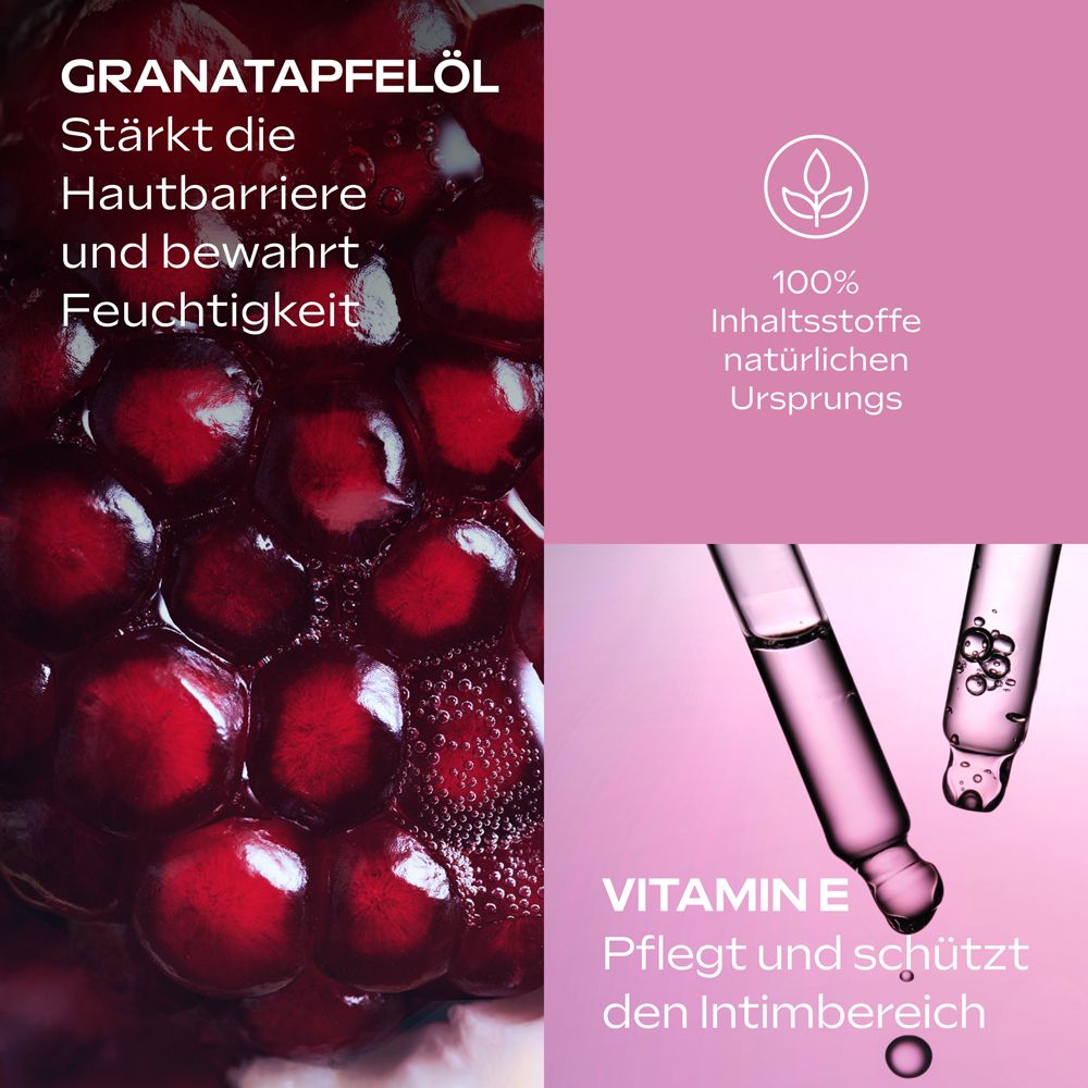 Grenade et vitamine E. Texte et illustrations. 100% ingrédients d'origine naturelle.