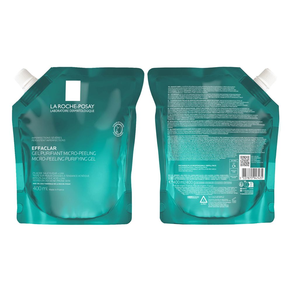 La Roche-Posay Effaclar Micro-Peeling Reinigungs-Gel Nachfüllpackung, 400ml.