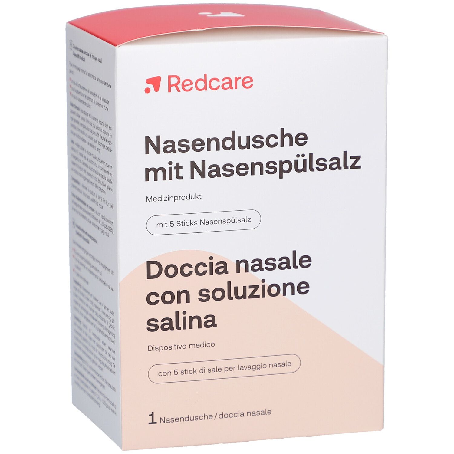 Image publicitaire avec image du produit. Texte: Pour un nez dégagé. Idéal contre les symptômes du rhume et pollen.