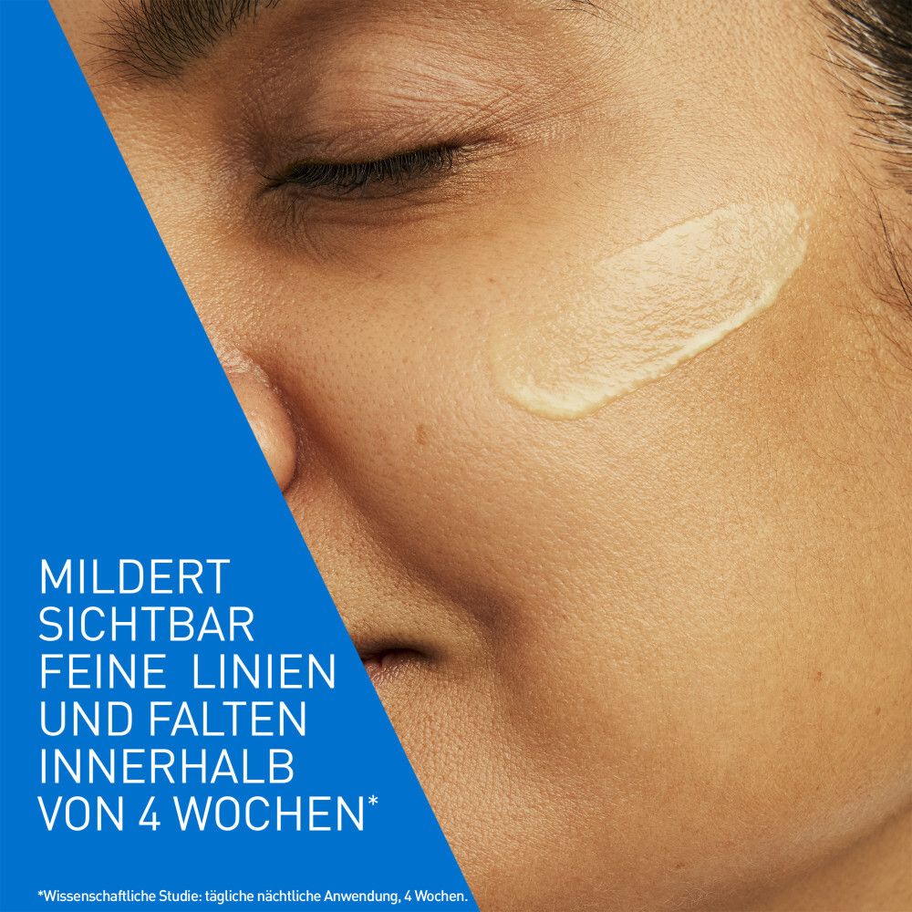 Haut mit Serum. Mildert sichtbar feine Linien und Falten innerhalb von 4 Wochen.