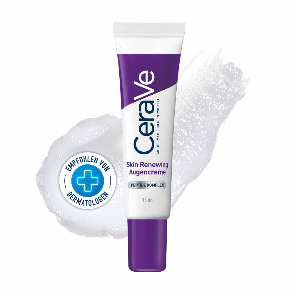 CeraVe Skin Renewing Augencreme Tube. Weiß, lila, blau. Mit Dermatologen entwickelt. 15 ml.