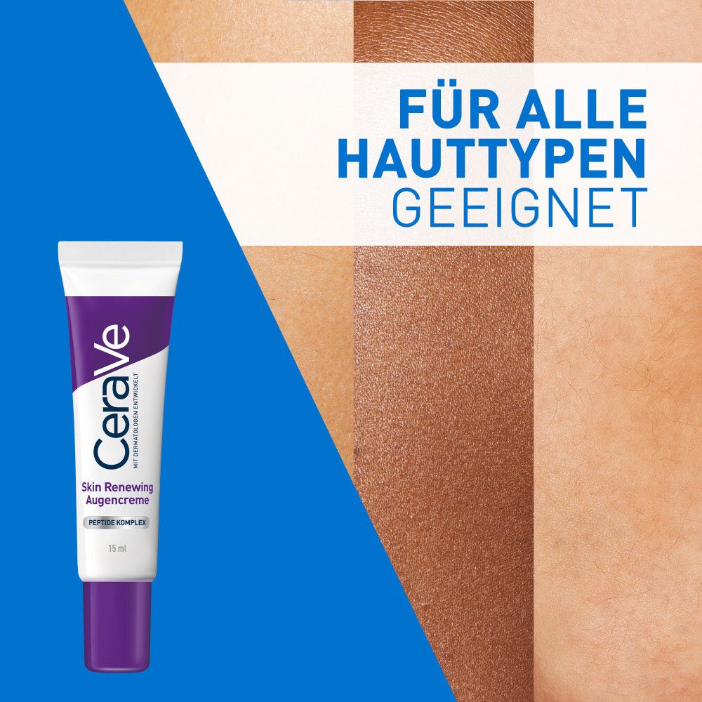 CeraVe Skin Renewing Augencreme Tube. Für alle Hauttypen geeignet. Hautfarben-Test.