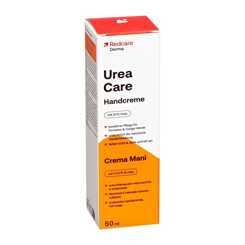 Emballage de la crème pour les mains Redcare Derma Urea Care avec 10% d'urée.