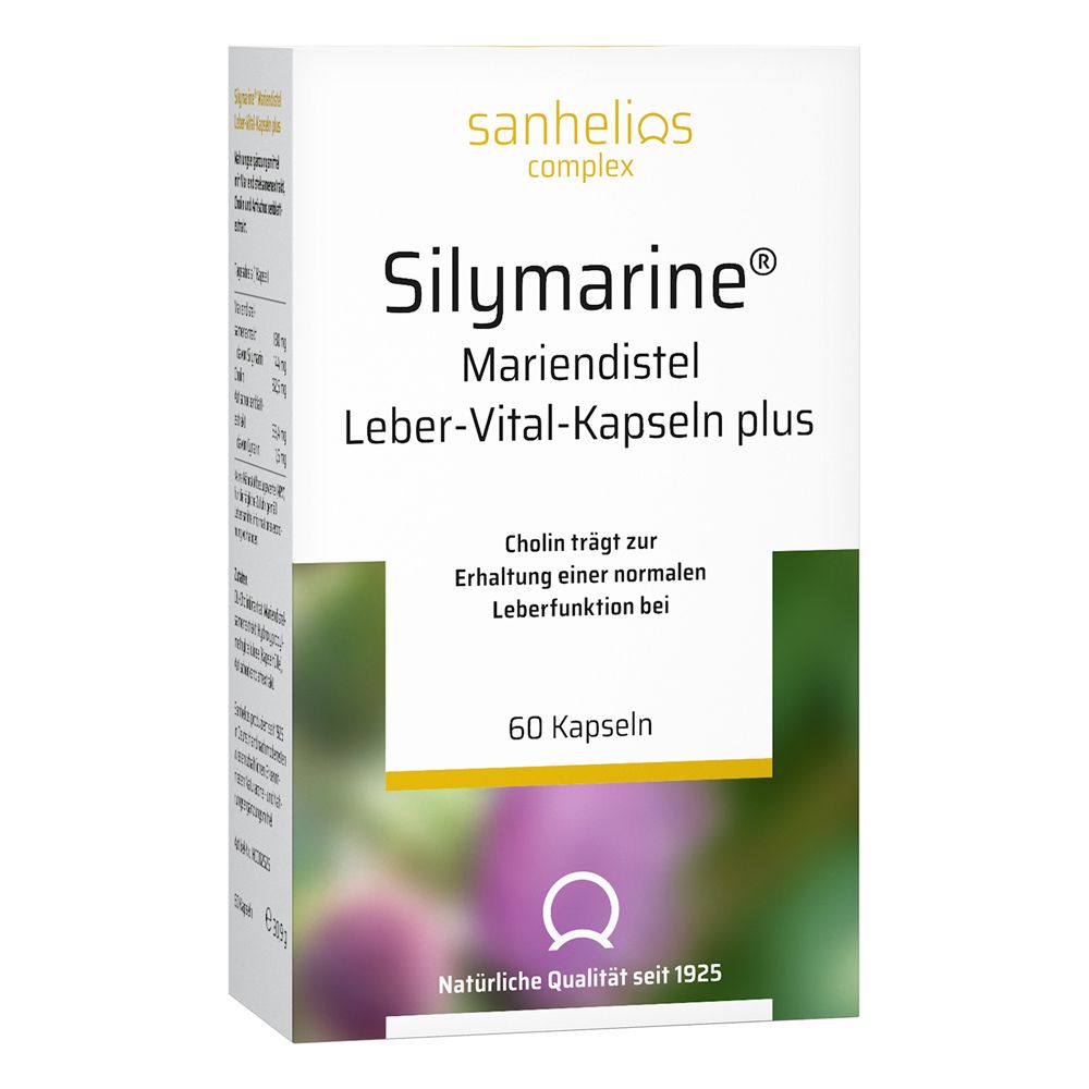 Verpackung von Silymarine Leber-Vital-Kapseln plus mit 60 Kapseln.