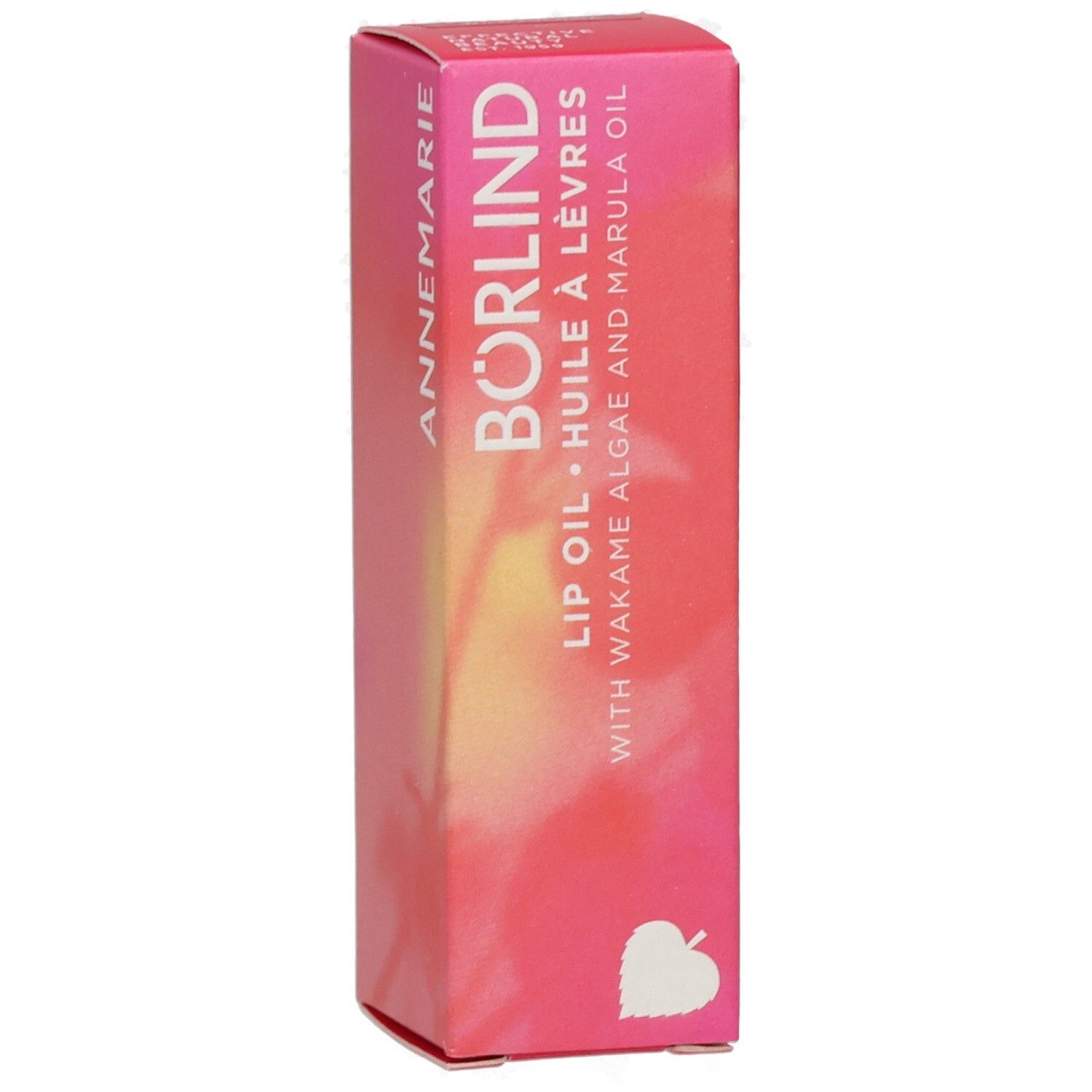 Emballage ANNEMARIE BÖRLIND Lip Oil Wild Fuchsia avec motif floral et informations produit.