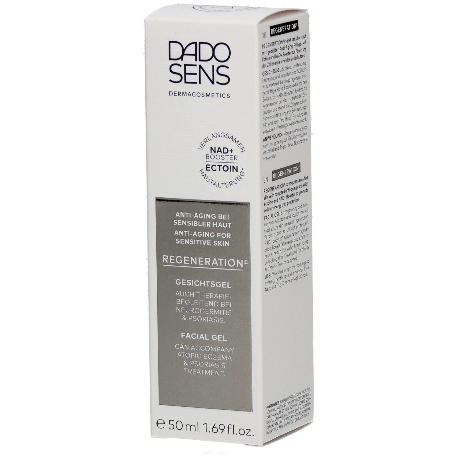 DADOSENS Regeneration E Gesichtsgel Faltschachtel, 50ml. Anti-Aging für sensible Haut.