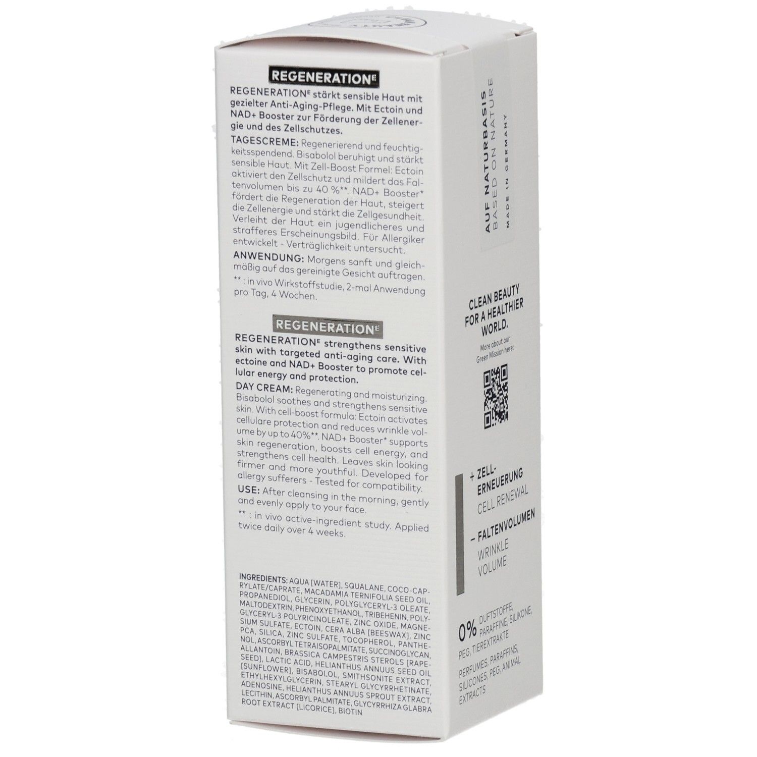 DADOSENS Regeneration Tagescreme Verpackung mit Inhaltsstoffen und Siegeln.