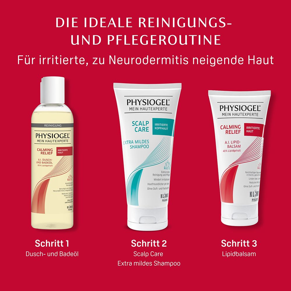 Gamme de produits pour peaux irritées, sujettes à la dermatite atopique. Huile, shampooing, baume lipidique.