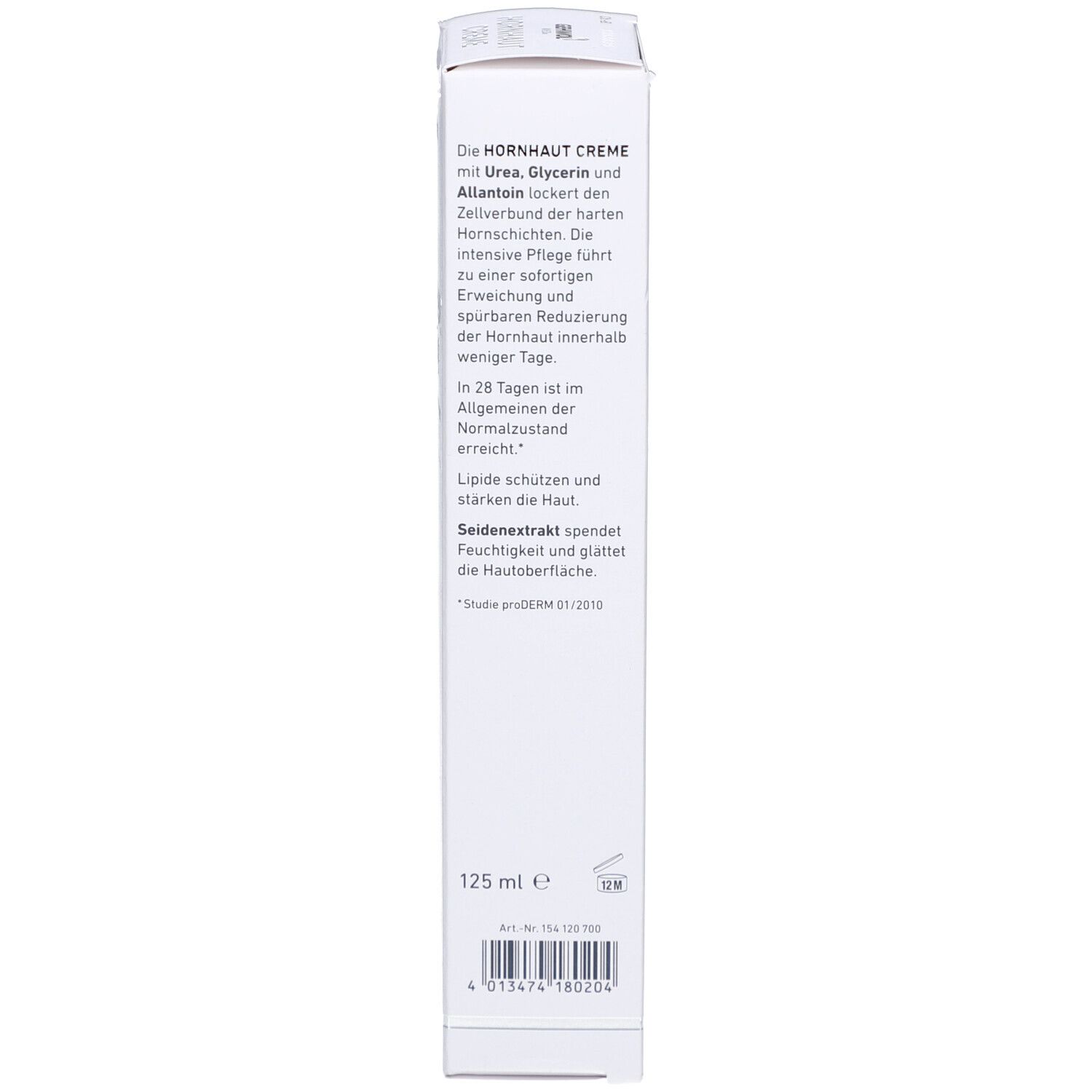 Emballage du produit. Texte en allemand. Ingrédients et instructions d'utilisation.