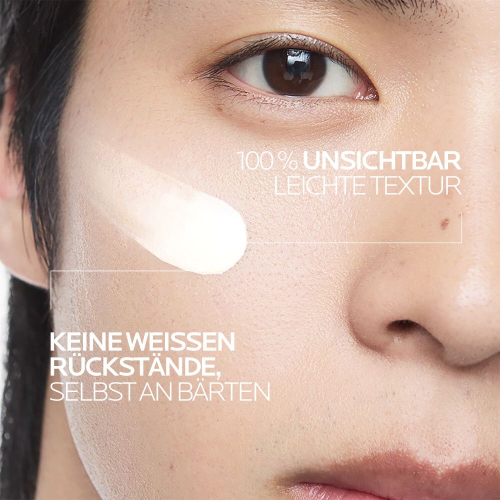 La Roche Posay Anthelios UV Air Serum LSF 50+ auf Haut aufgetragen. 100% unsichtbar, leichte Textur.