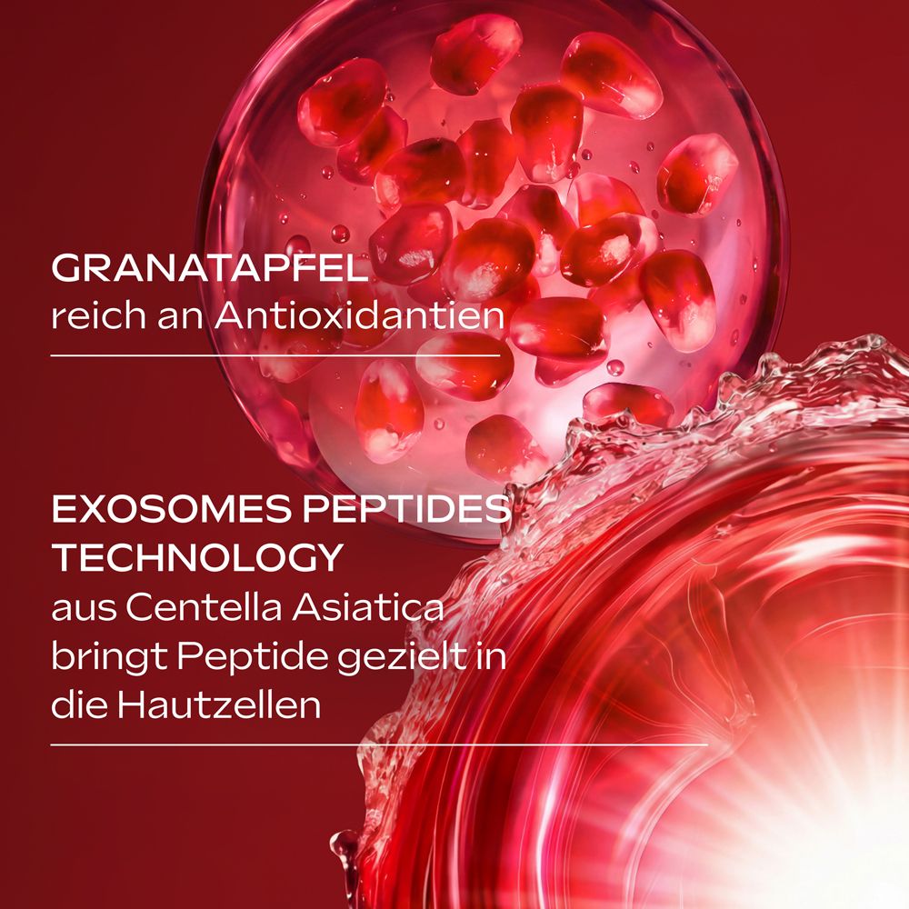 Graines de grenade et l'action des peptides de Centella Asiatica sur les cellules de la peau.