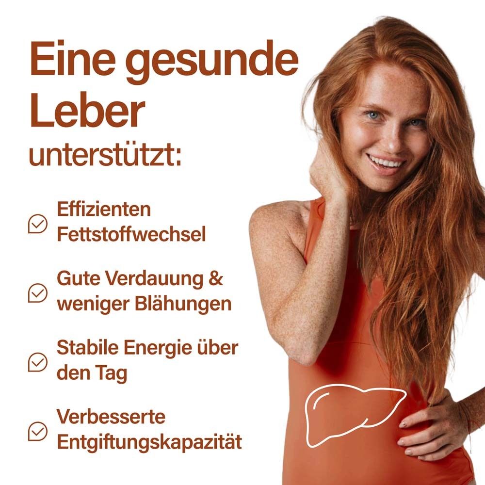 Texte sur un foie sain. Femme souriante. Foie dessiné.