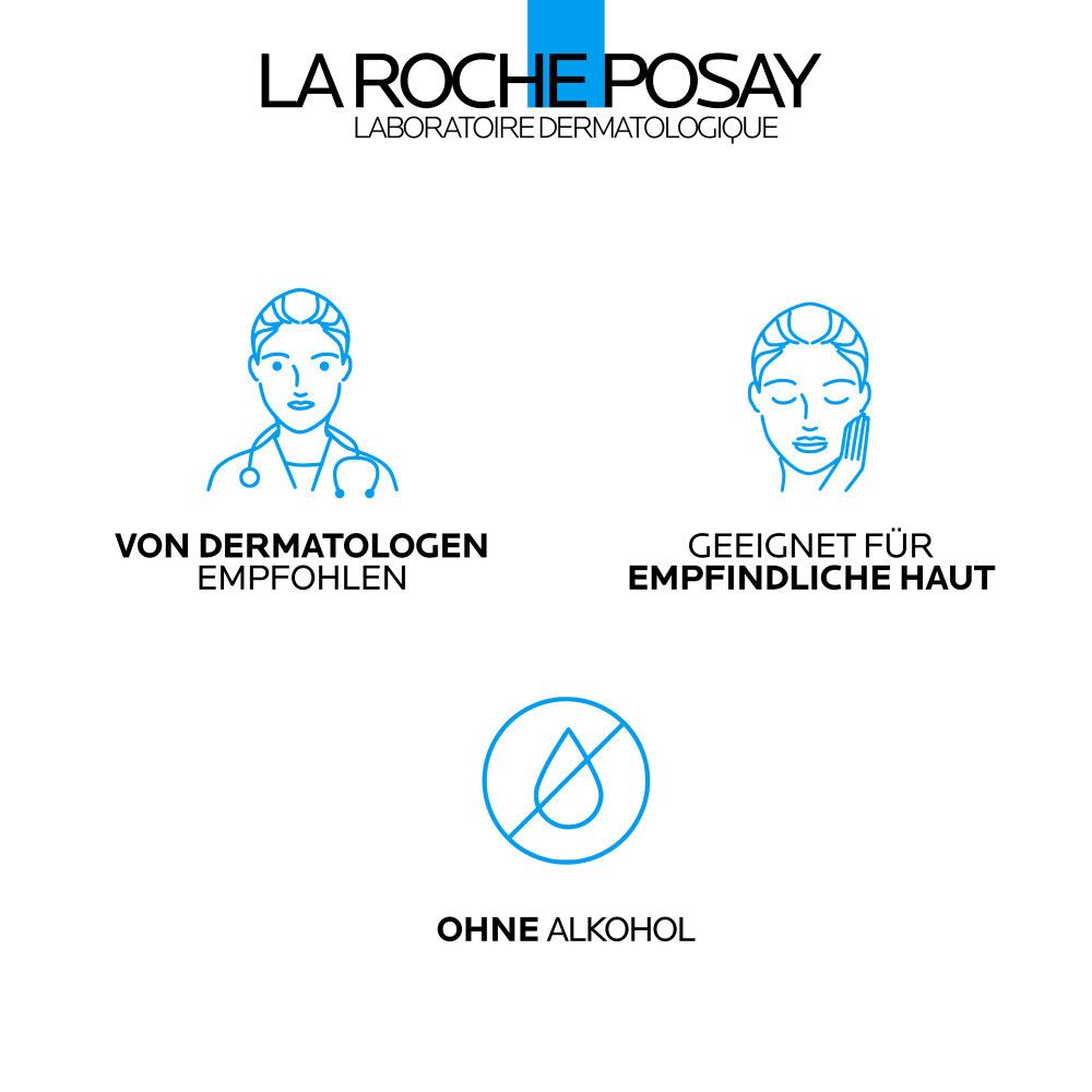 Symboles: Recommandé par les dermatologues, convient aux peaux sensibles, sans alcool.