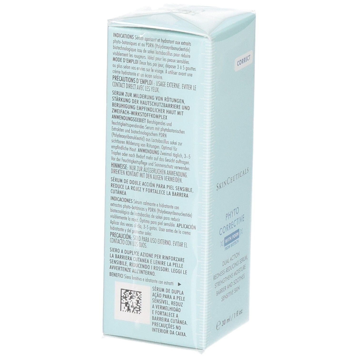 Skinceuticals Phyto Corrective Serum in hellblauer Verpackung.