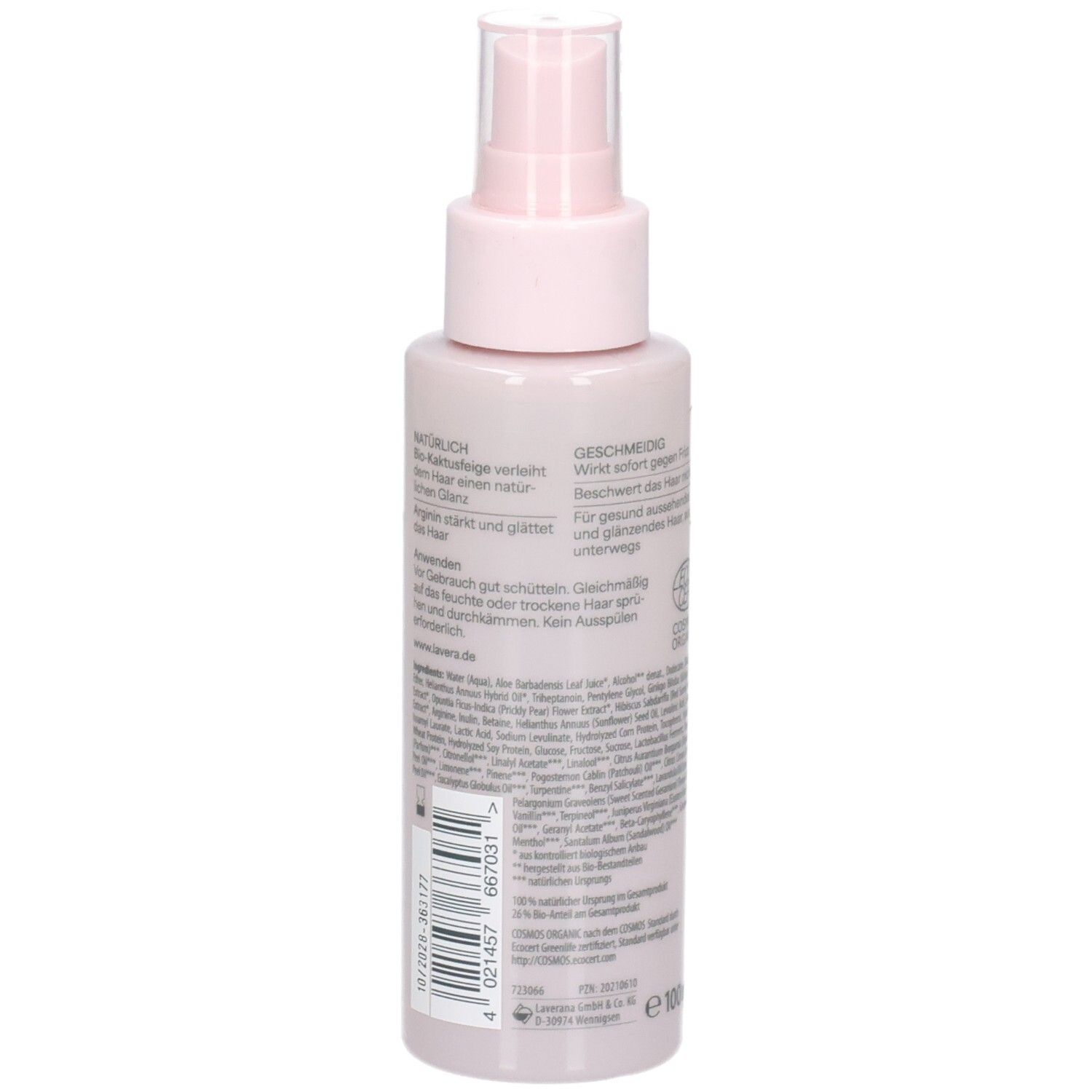 Eine rosa Sprühflasche mit transparentem Deckel, 100ml.