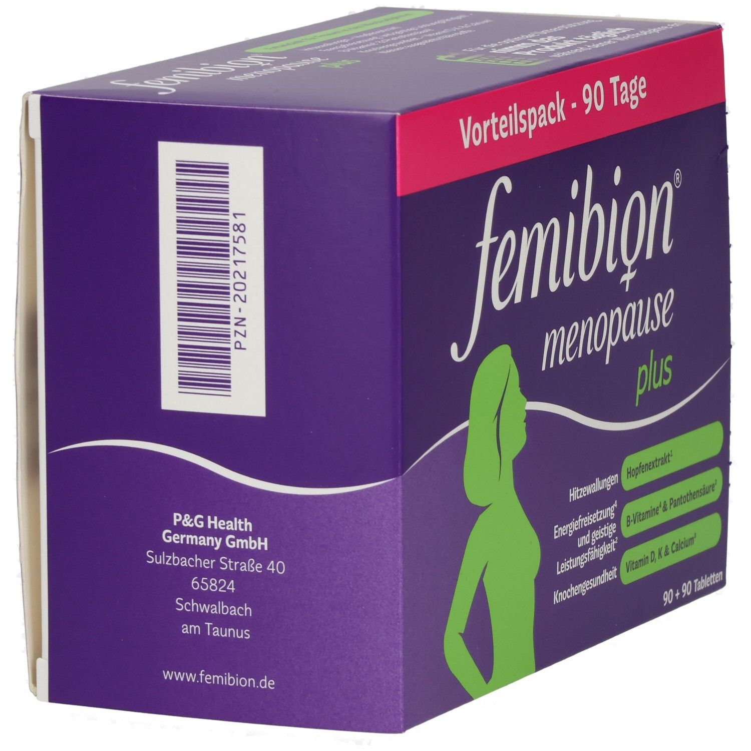 Verpackung eines Nahrungsergänzungsmittels für die Menopause, 90 Tage.
