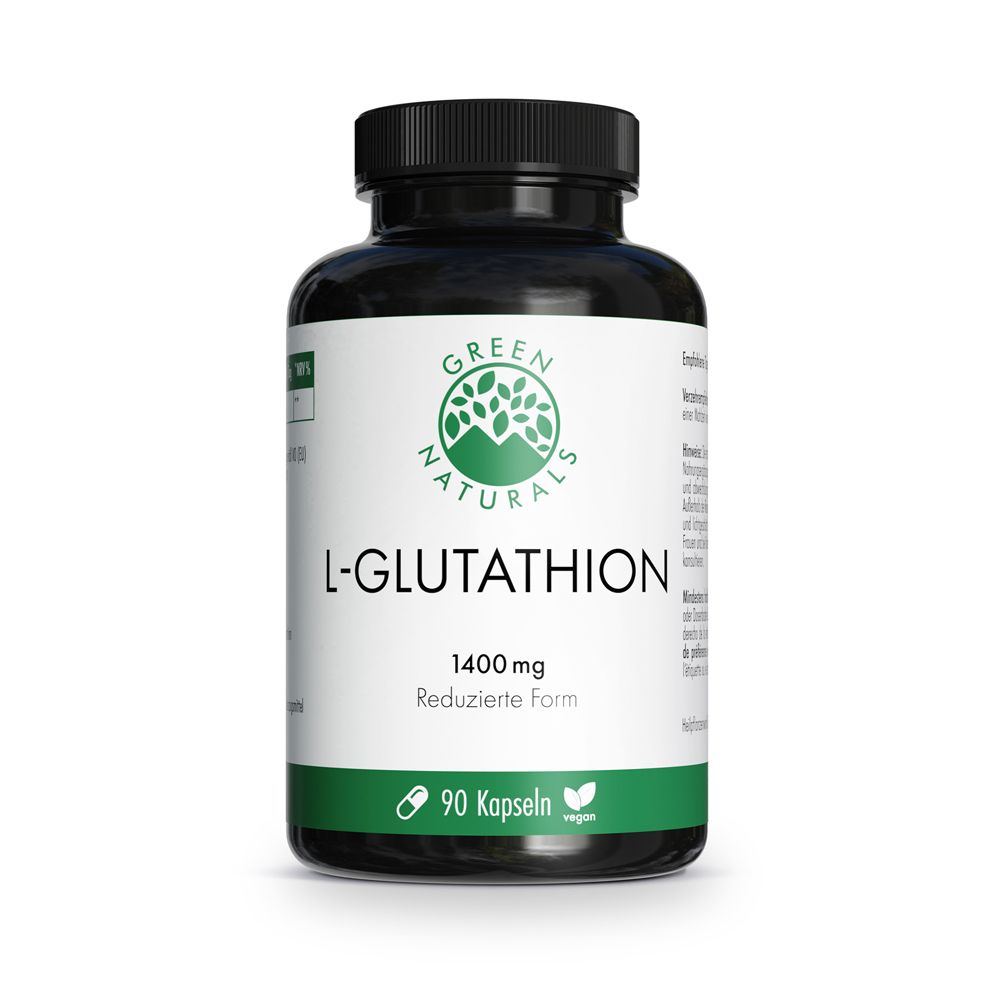 Gélules L-Glutathion Green Naturals, 1400 mg, forme réduite, 90 gélules.