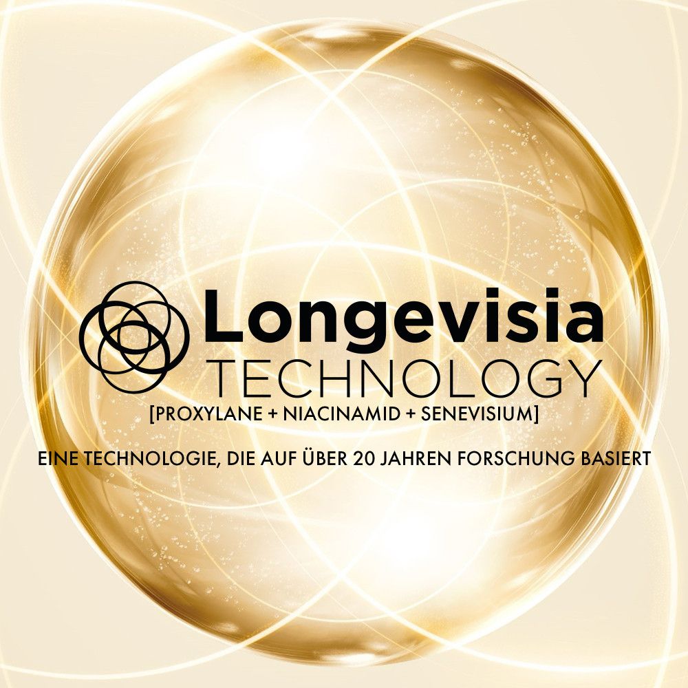 Longevisia Technology mit Proxylane, Niacinamid und Senevisium, basierend auf über 20 Jahren Forschung.
