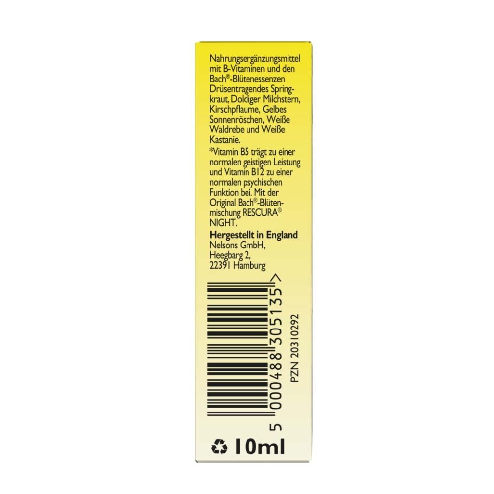 Rückseite der Original Bach RESCURA® Night Kids Tropfen Verpackung.