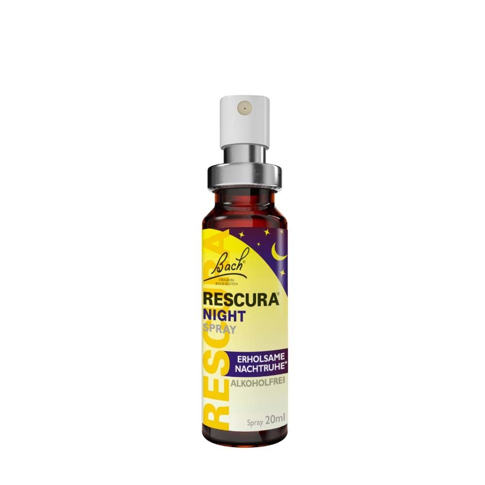 Original Bach RESCURA® Night Spray Flasche, Sprühkopf sichtbar.