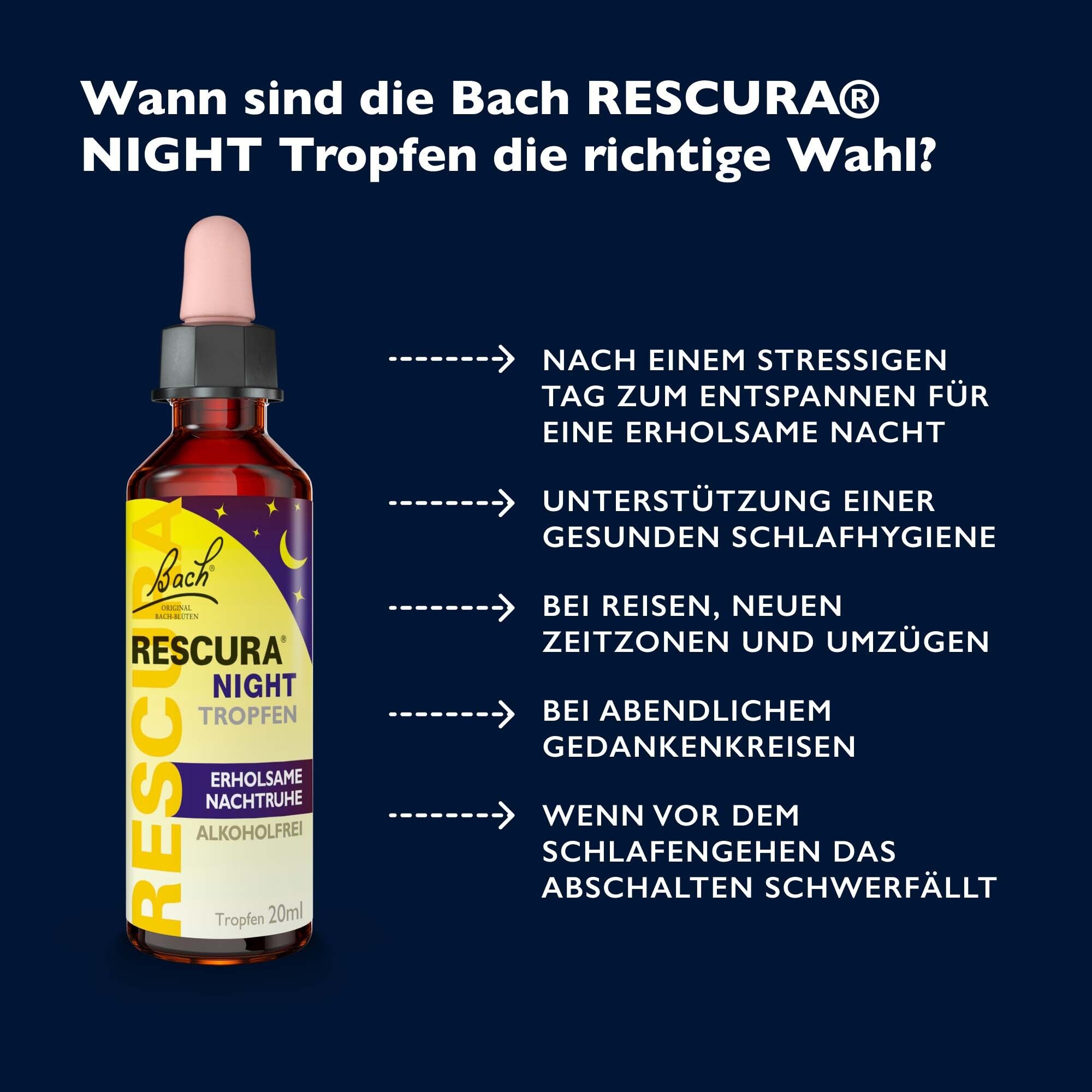 Anwendungshinweise für Original Bach RESCURA NIGHT Tropfen.