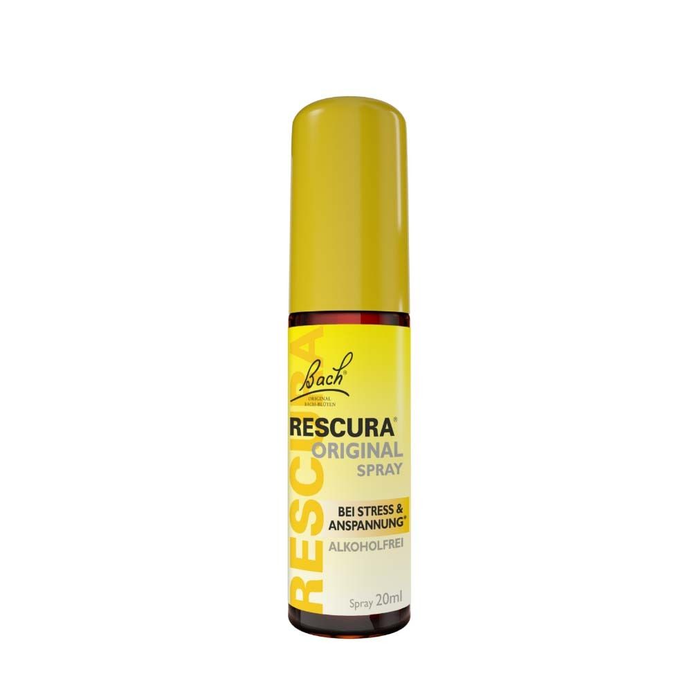 Flacon spray Original Bach RESCURA avec bouchon jaune.