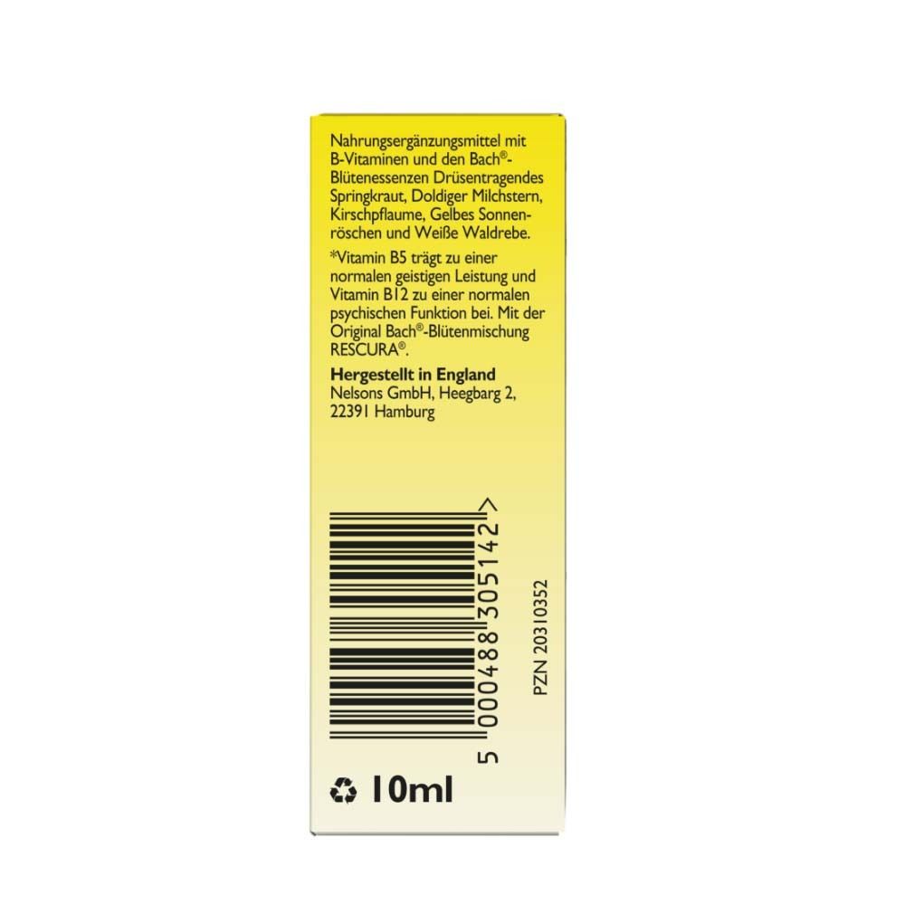 Boîte jaune avec texte. Contient des informations sur les vitamines et les ingrédients. Texte en allemand.